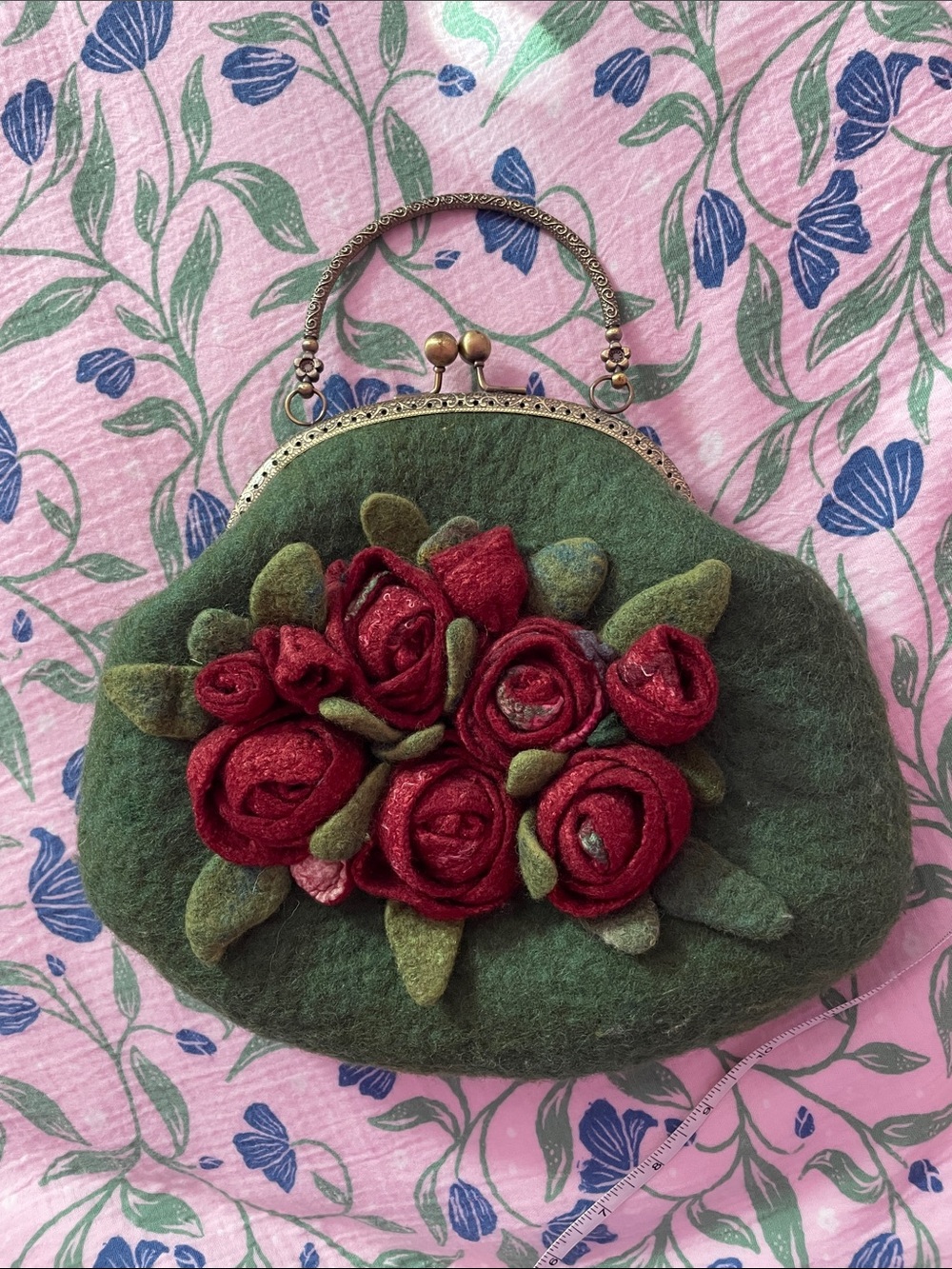 Wool and Silk Handmade Kisslock Purse